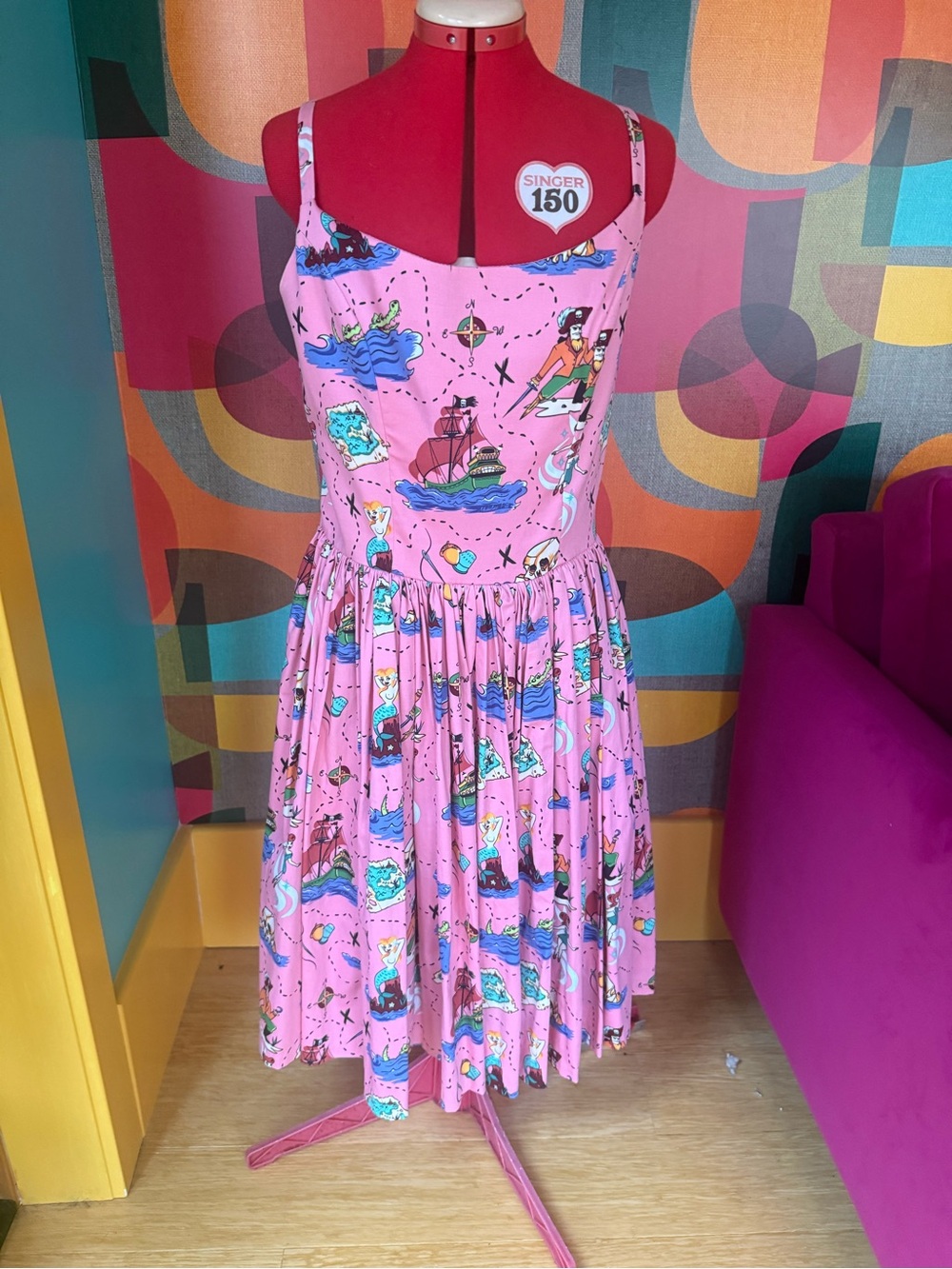Pinup Girl Pink Neverland Print Jenny Dress